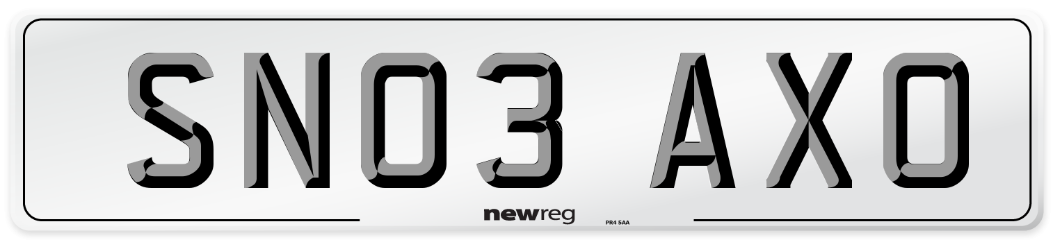 SN03 AXO Number Plate from New Reg